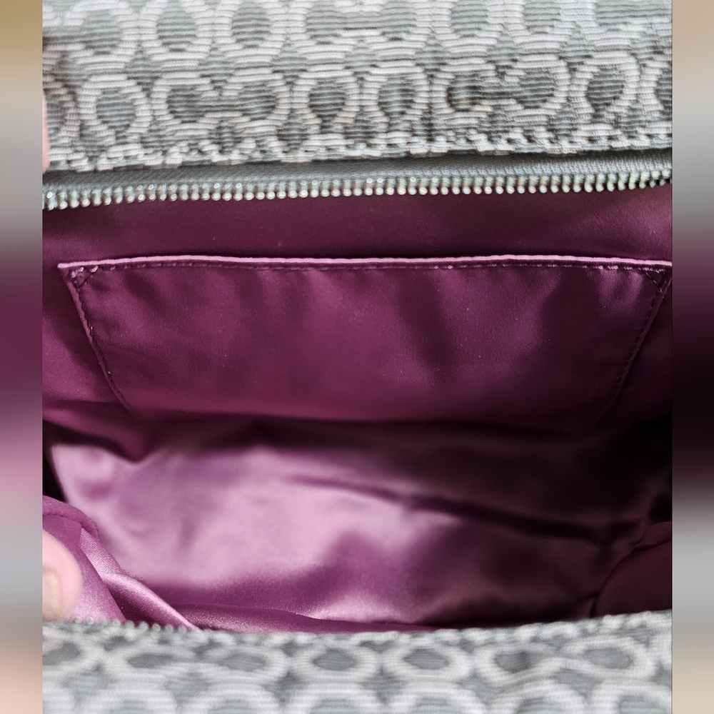 COACH Madison Madeline East/West Op Art Fabric Gray Signature Satchel/Crossbody - Picture 7 of 13